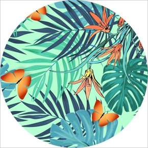 Painel Redondo Tecido Sublimado 3D Folhagem 1,30 X 1,30