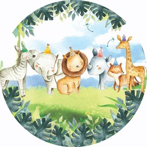 Painel Redondo Tecido Sublimado 3D Safari