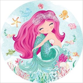 Painel Redondo Tecido Sublimado 3D Sereia