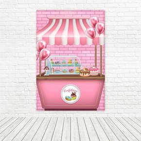 Painel Retangular Tecido Sublimado 3D Confeitaria e Doces