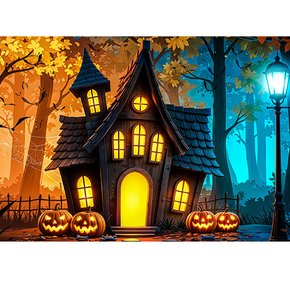 Fundo Fotográfico Horizontal Cenário Realista 3D Halloween Pet Casa da Bruxa